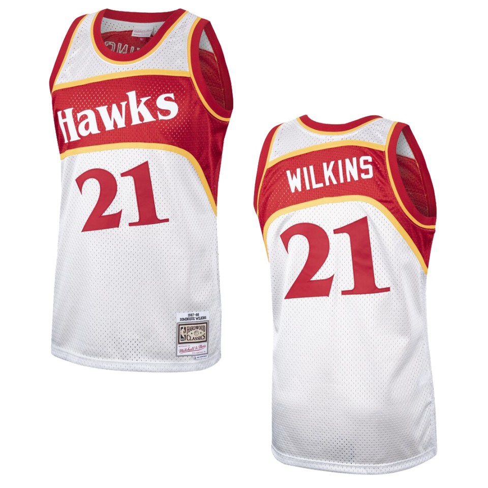 Men's Atlanta Hawks #21 Dominique Wilkins Hardwood Classics Swingman Basketball Jersey - Platinum