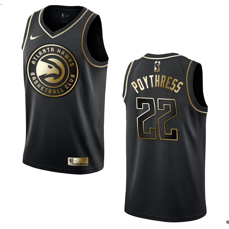 Men’s Atlanta Hawks #22 Alex Poythress Golden Edition Basketball Jersey – Black
