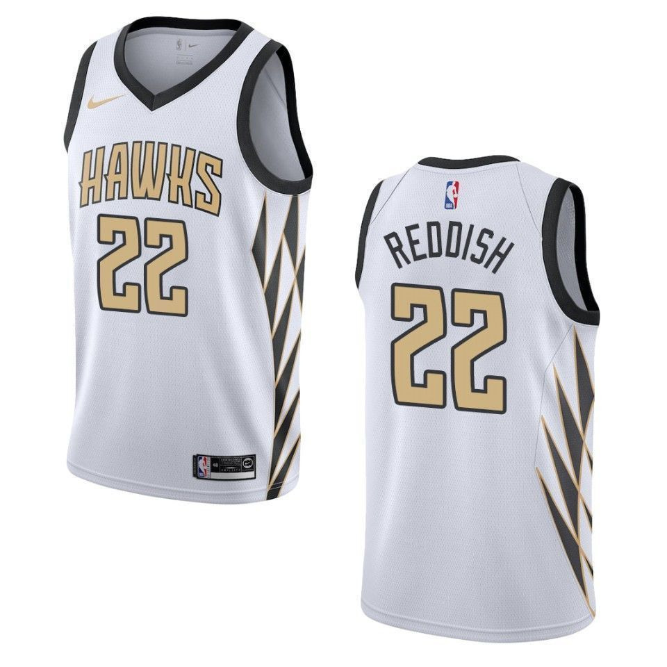 Men's Atlanta Hawks 22 Cam Reddish City Swingman Basketball Jersey - White - JS498 