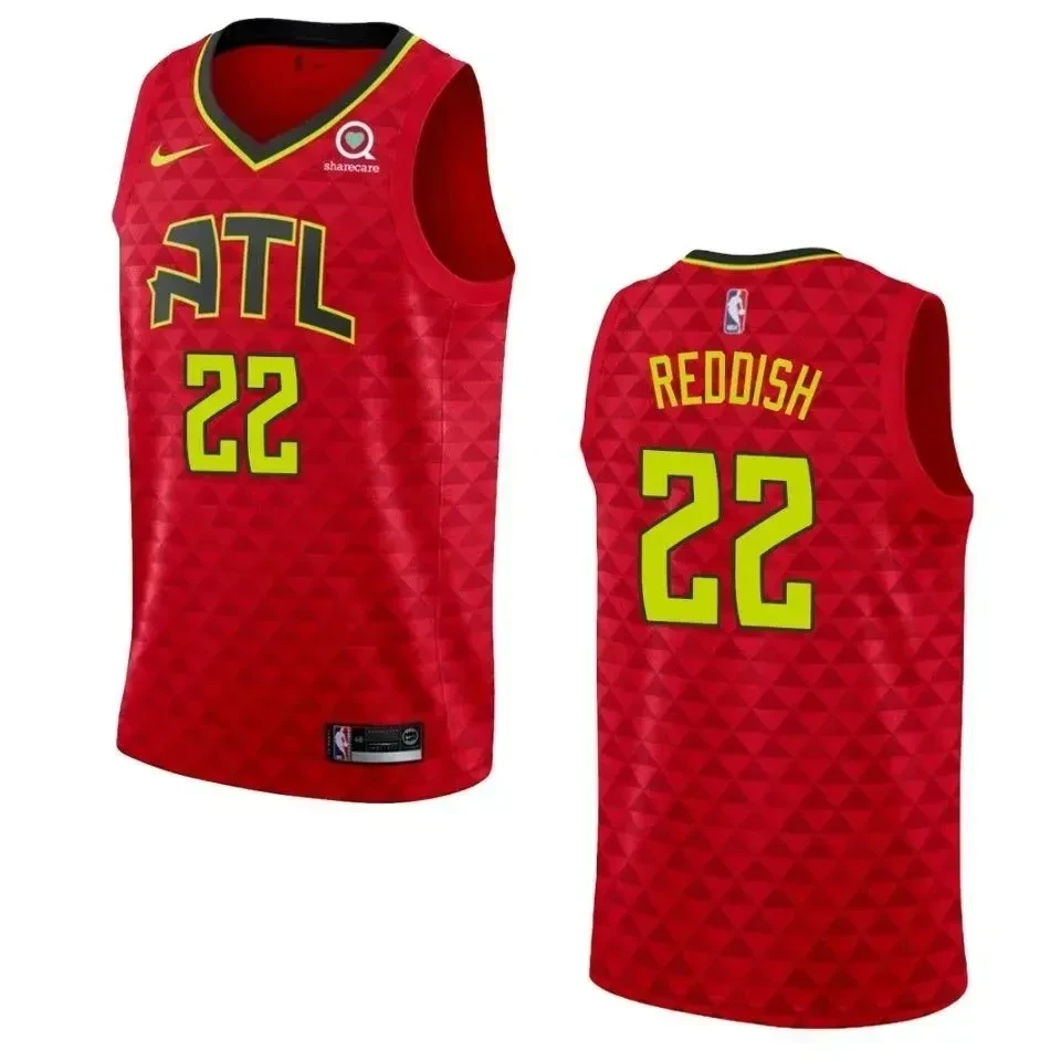 Men's Atlanta Hawks 22 Cam Reddish Statement Swingman Basketball Jersey - Red - JS174 