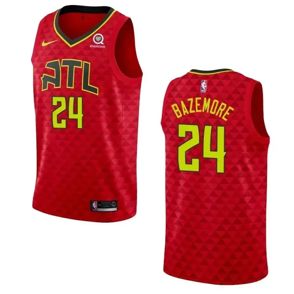 Men's Atlanta Hawks 24 Kent Bazemore Statement Swingman Basketball Jersey - Red - JS584 