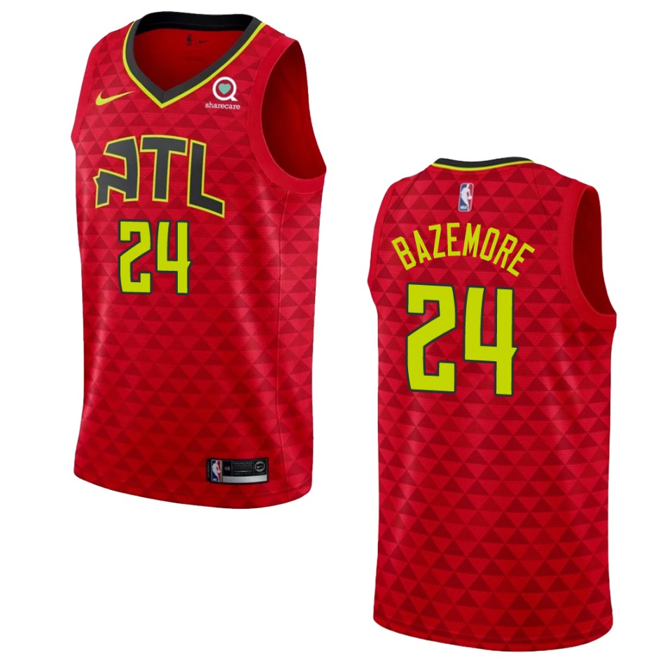 Men's Atlanta Hawks #24 Kent Bazemore Statement Swingman Basketball Jersey - Red