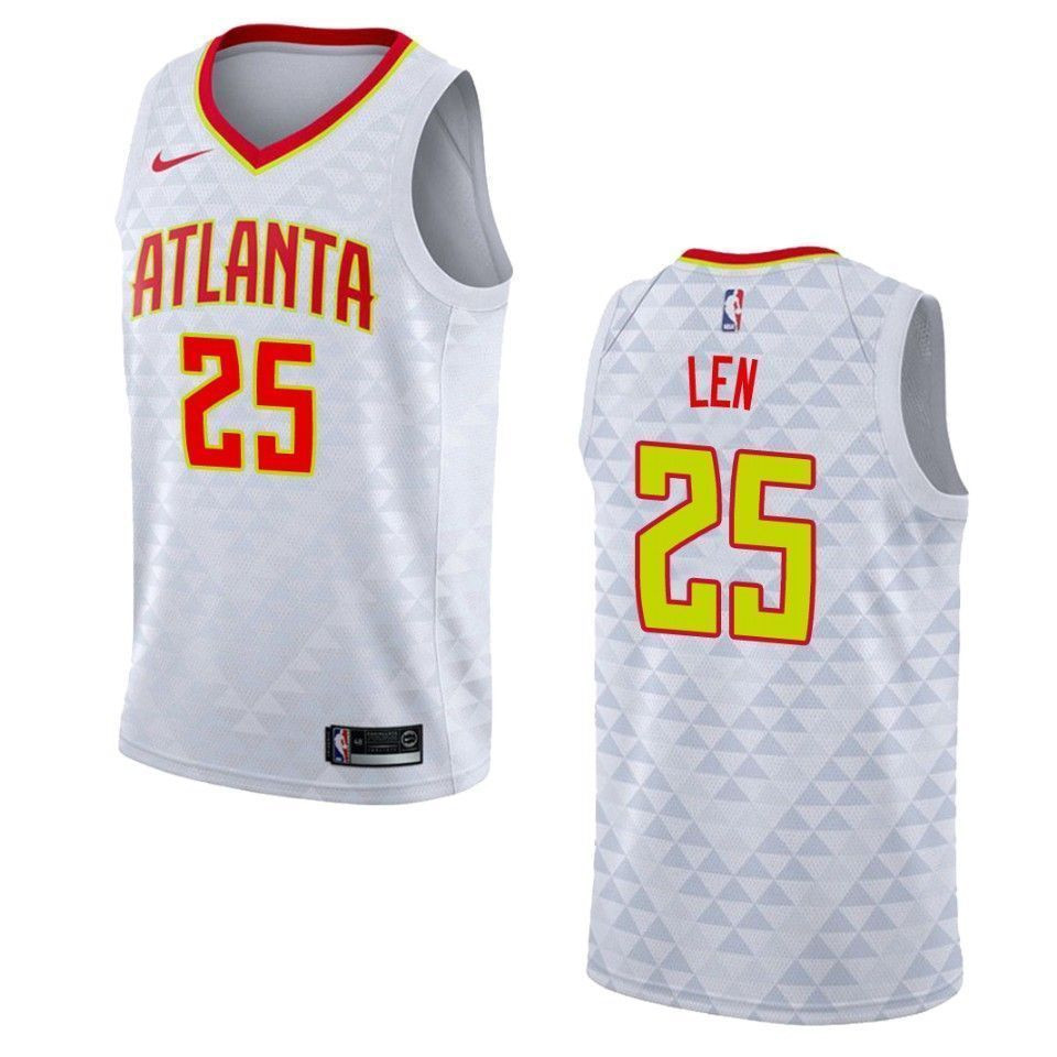 Men's Atlanta Hawks 25 Alex Len Association Swingman Basketball Jersey - White - JS208 