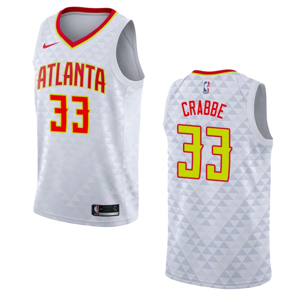 Men's Atlanta Hawks #33 Allen Crabbe Association Swingman Basketball Jersey - White