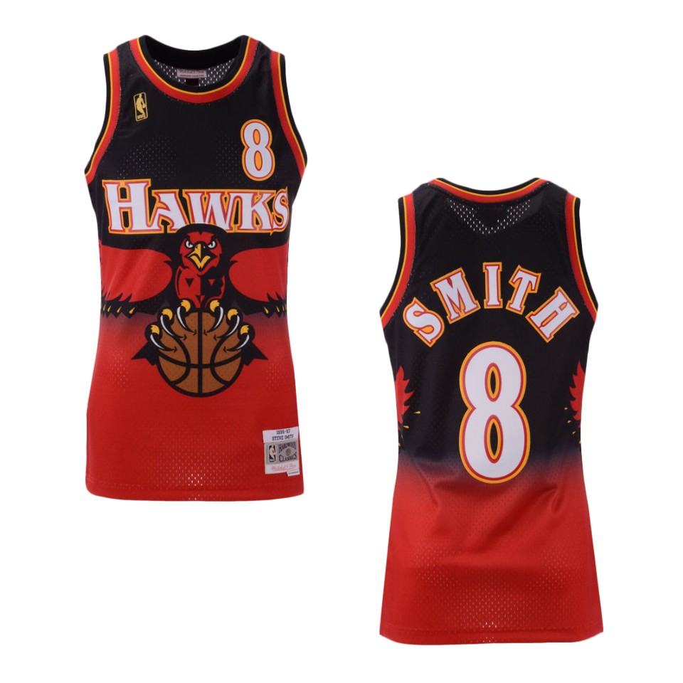 Men's Atlanta Hawks #8 Steve Smith Hardwood Classic Swingman Basketball Jersey - Red