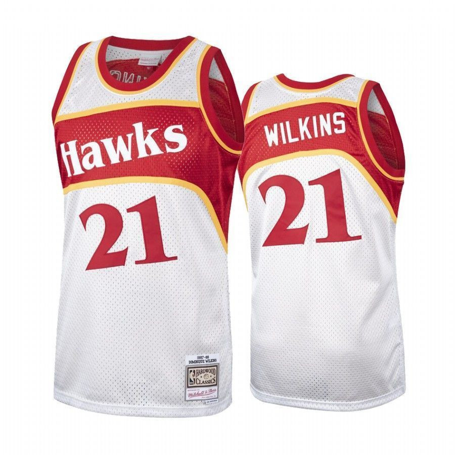 Men's Atlanta Hawks Dominique Wilkins Platinum Hardwood Classics Basketball Jersey 21 - JS668 
