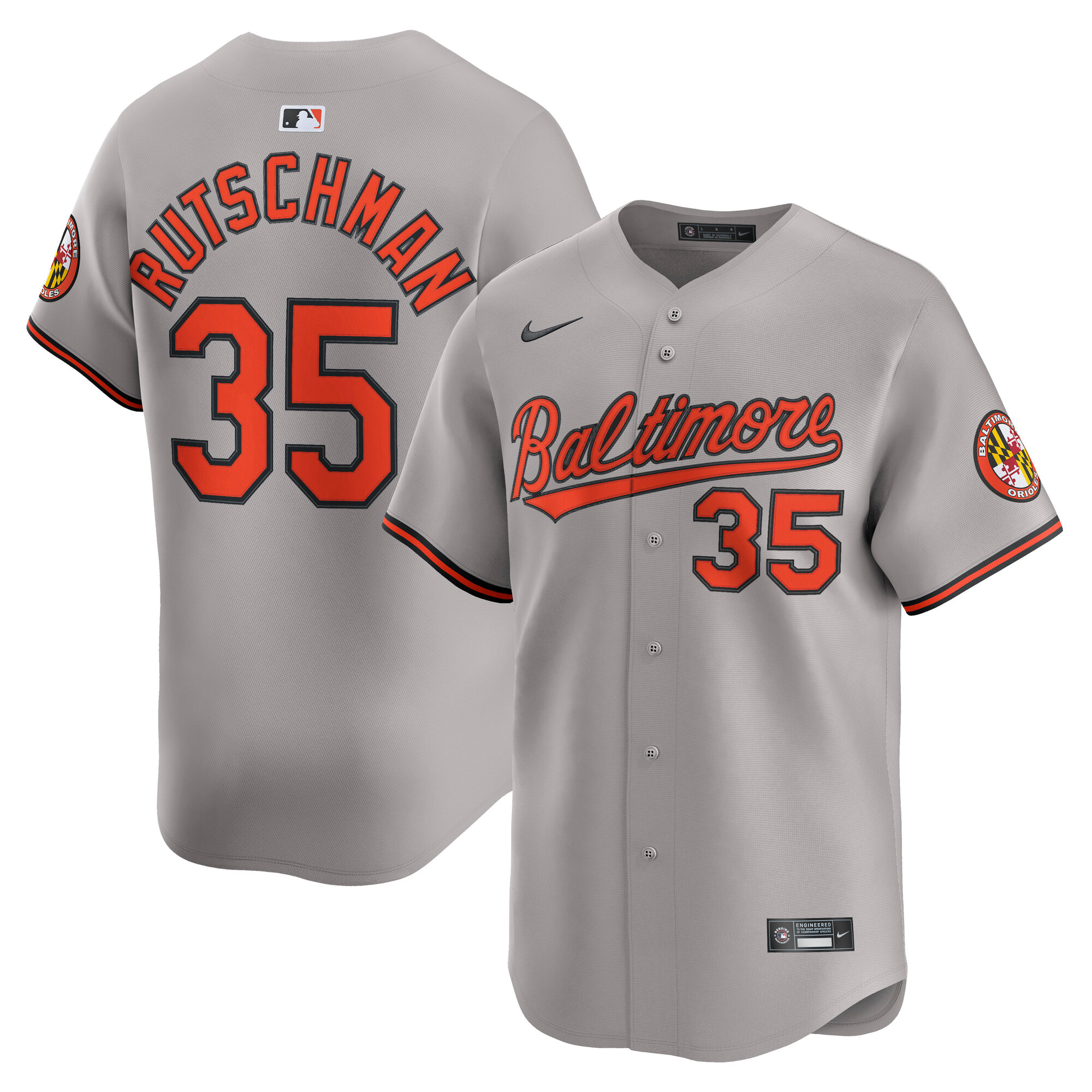 Men's Baltimore Orioles Adley Rutschman Gray Road Limited Player Jersey
