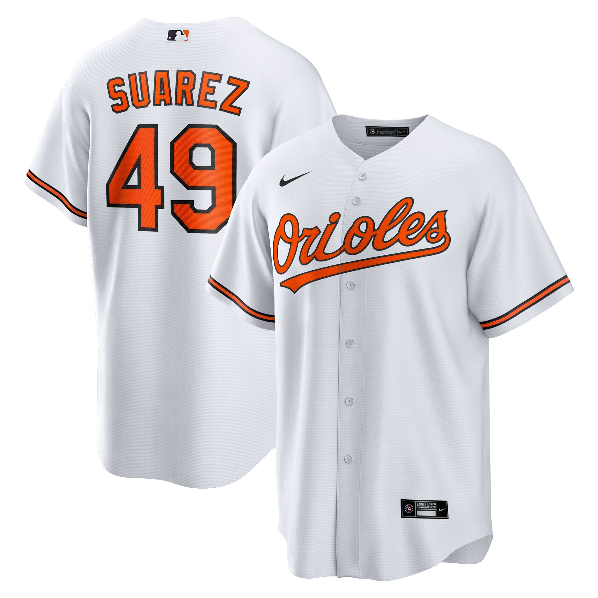 Men's Baltimore Orioles Albert Suarez White Home Jersey
