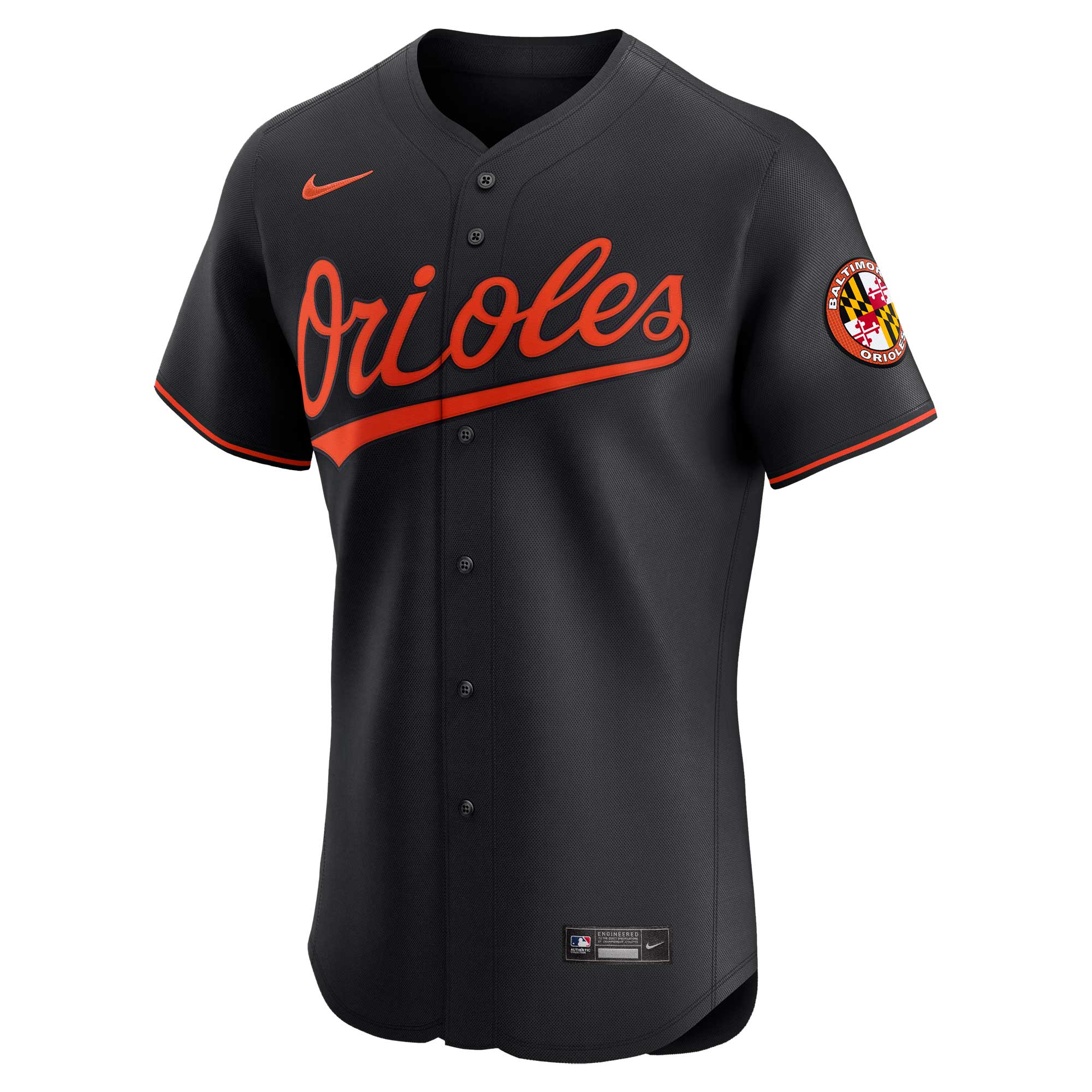 Alternative view of Men's Baltimore Orioles Black Alternate Vapor Premier Elite Patch Jersey