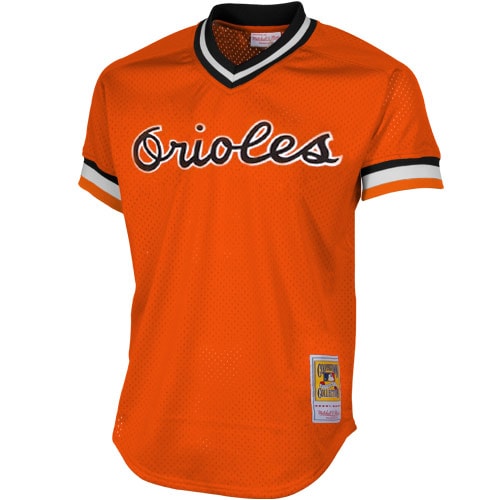 Alternative view of Men's Baltimore Orioles Cal Ripken Jr Mitchell & Ness Orange 1988 Cooperstown Collection Mesh Batting Practice Baseball Jersey