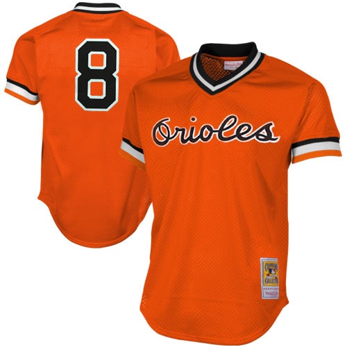 Men's Baltimore Orioles Cal Ripken Jr Mitchell & Ness Orange 1988 Cooperstown Collection Mesh Batting Practice Baseball Jersey