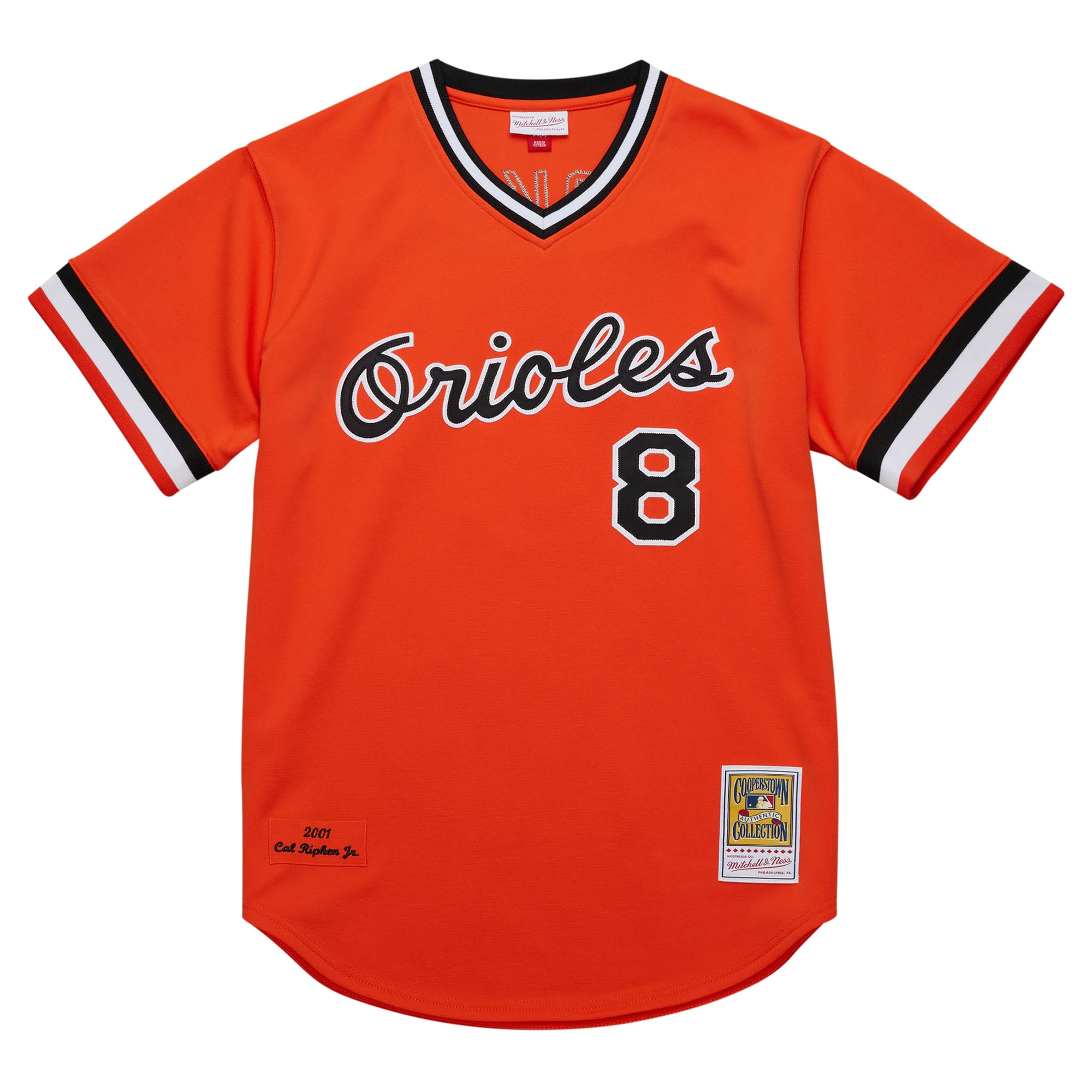 Alternative view of Men's Baltimore Orioles Cal Ripken Jr. Mitchell & Ness Orange 2001 Cooperstown Collection Throwback Baseball Jersey