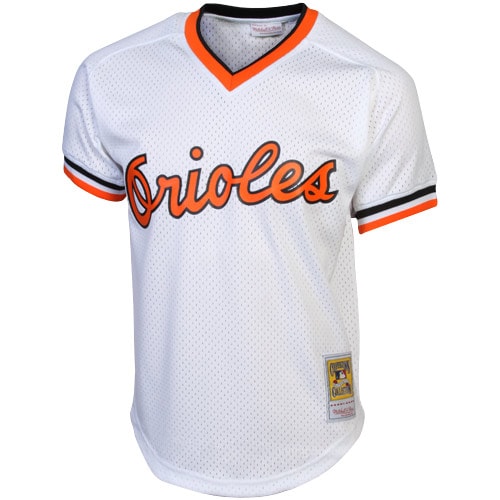 Alternative view of Men's Baltimore Orioles Cal Ripken Jr. Mitchell & Ness White 1985 Cooperstown Collection Batting Practice Baseball Jersey