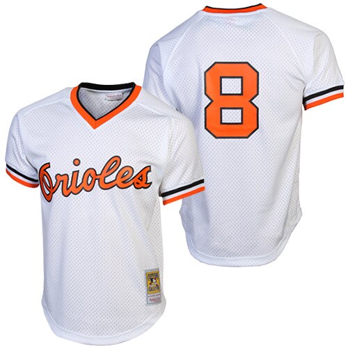 Men's Baltimore Orioles Cal Ripken Jr. Mitchell & Ness White 1985 Cooperstown Collection Batting Practice Baseball Jersey