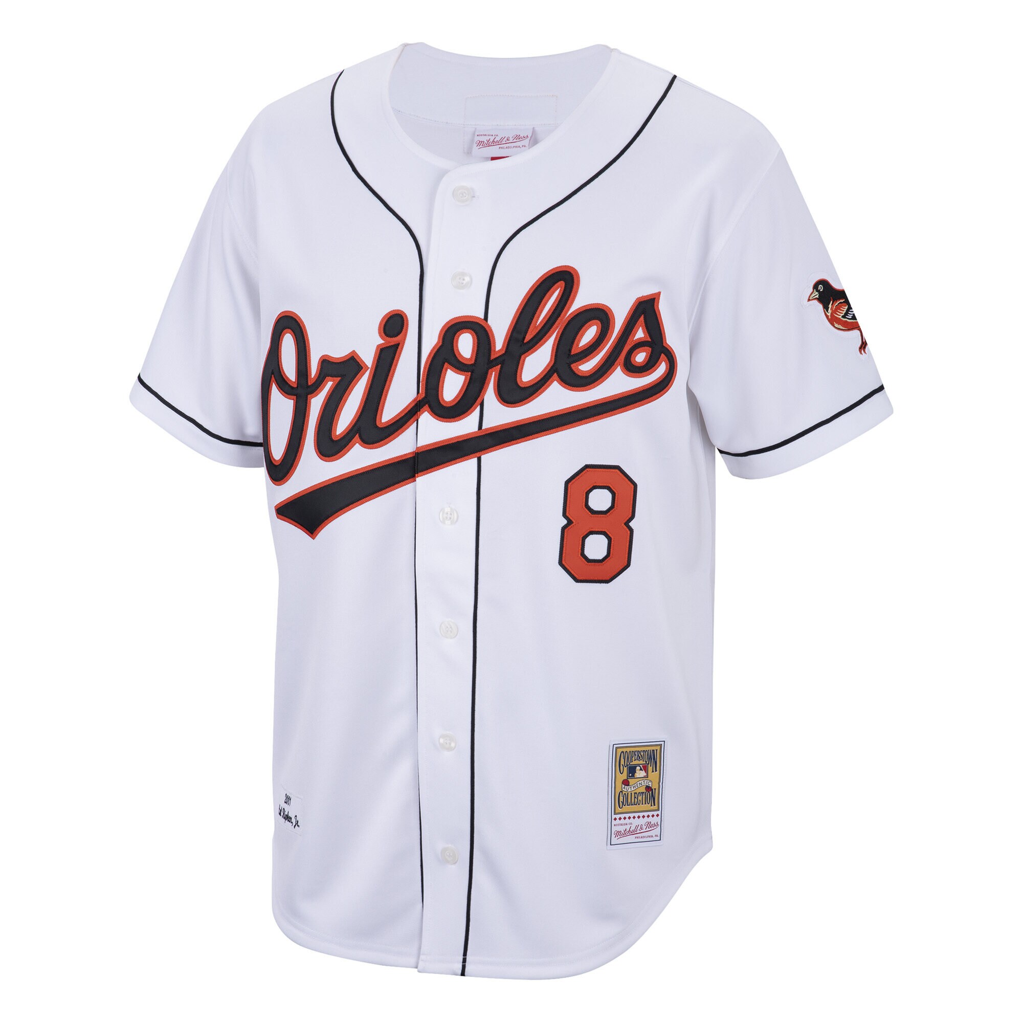 Alternative view of Men's Baltimore Orioles Cal Ripken Jr. White Cooperstown Collection 2001 Player Jersey