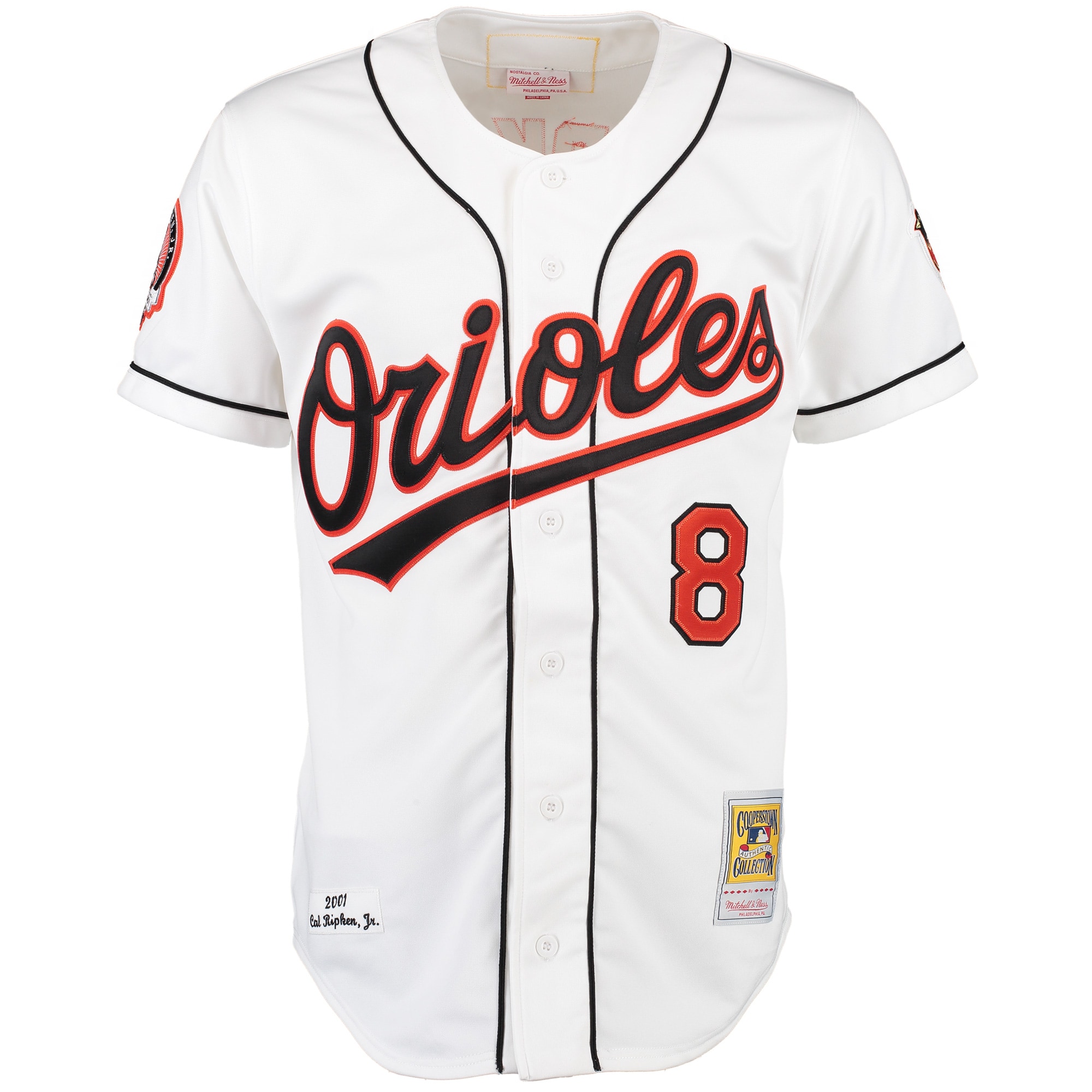 Alternative view of Men's Baltimore Orioles Cal Ripken Mitchell & Ness White Home Jersey