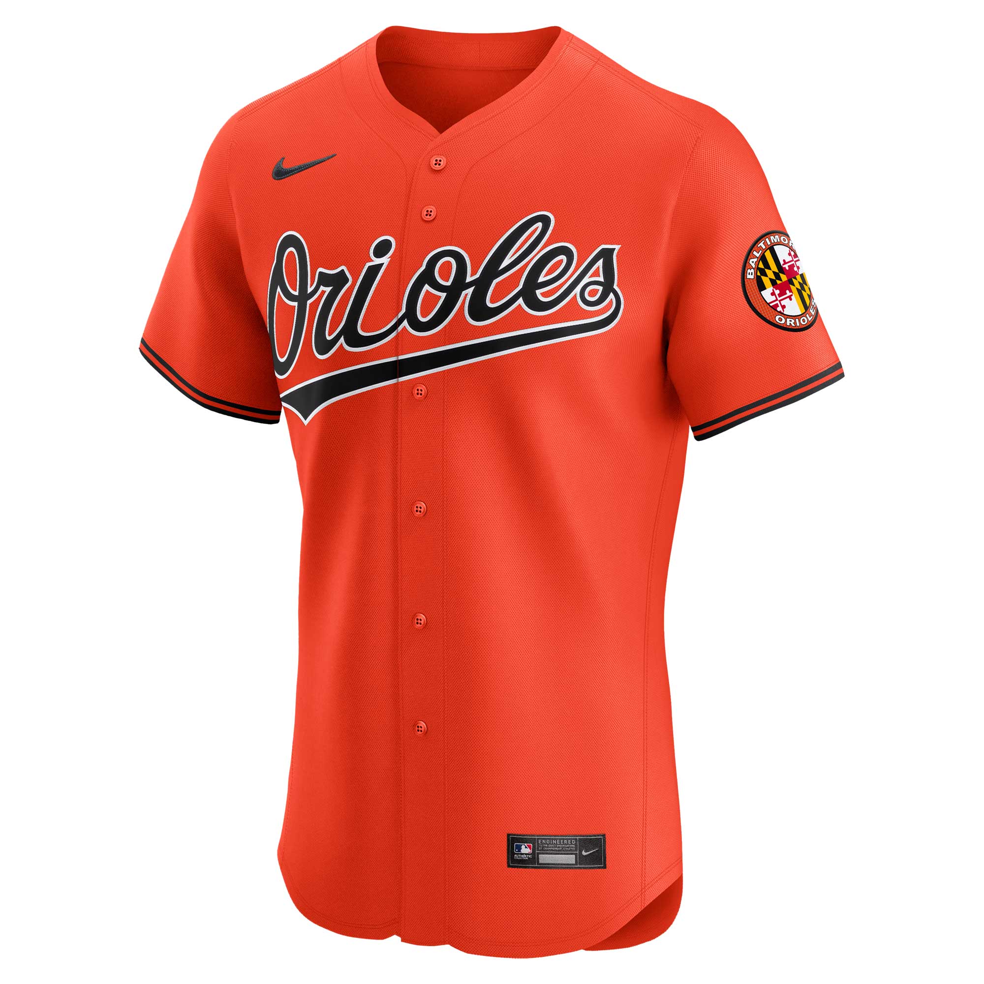 Alternative view of Men's Baltimore Orioles Orange Alternate Vapor Premier Elite Patch Baseball Jersey