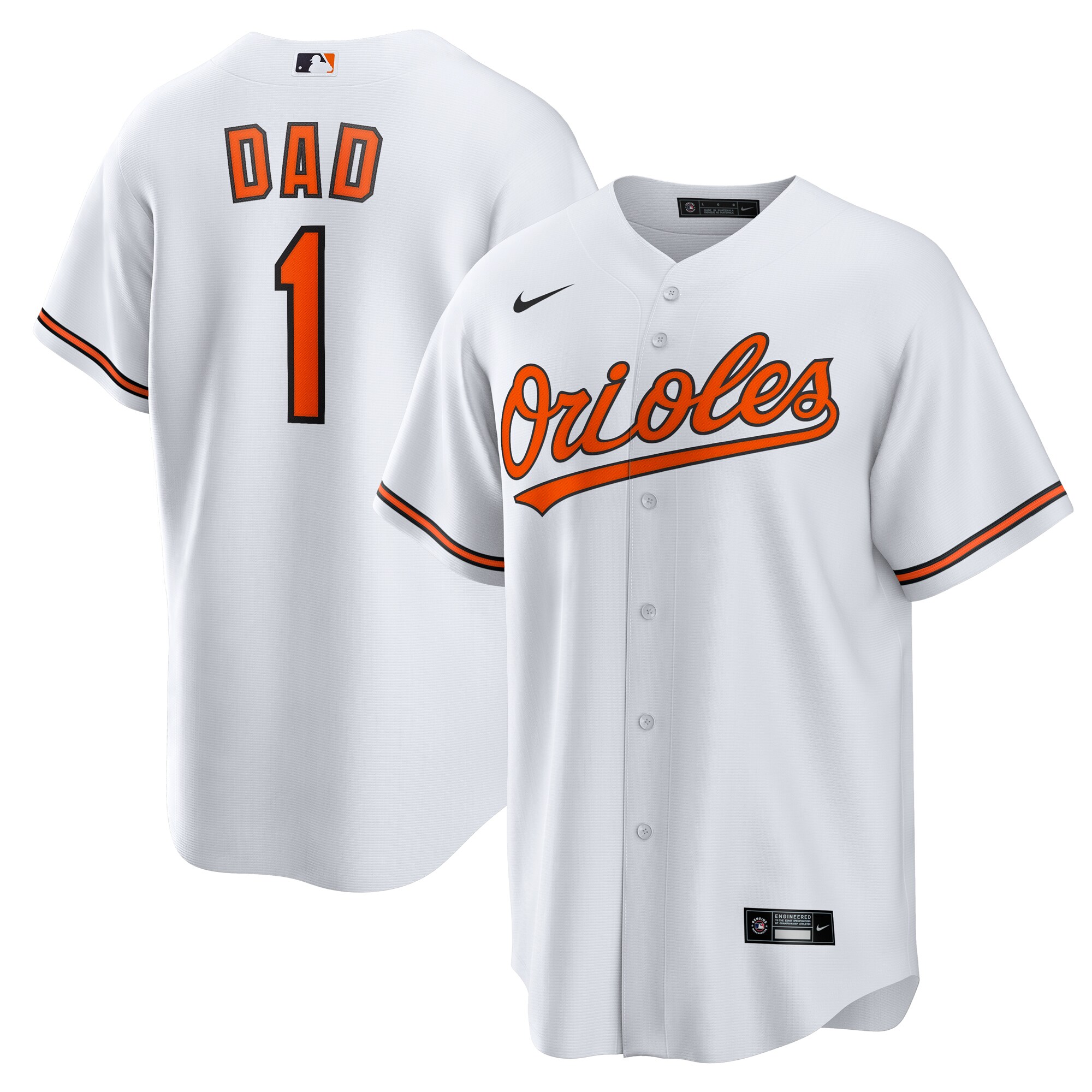 Men's Baltimore Orioles White #1 Dad Home Jersey