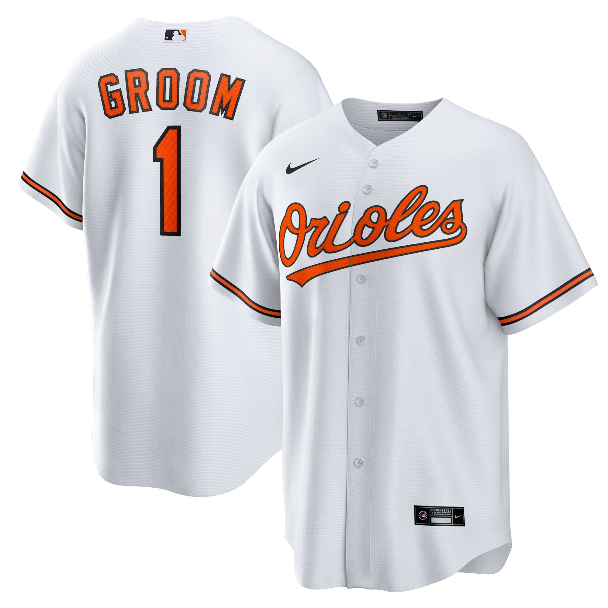 Men's Baltimore Orioles White #1 Groom Home Jersey