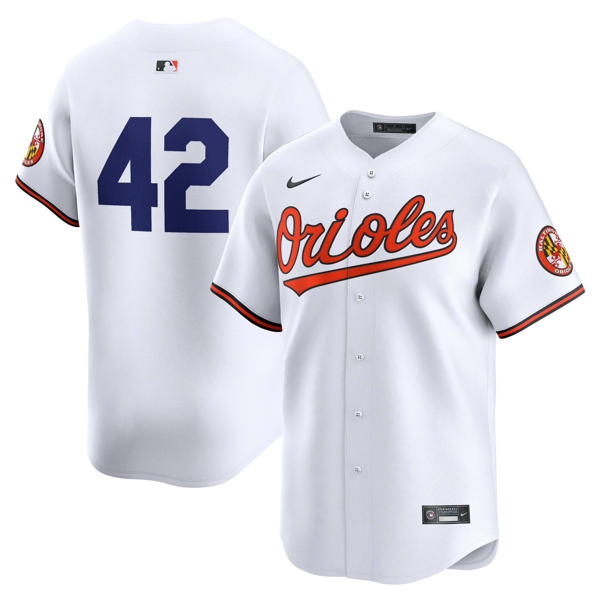 Men's Baltimore Orioles White 2024 Jackie Robinson Day Home Limited Jersey