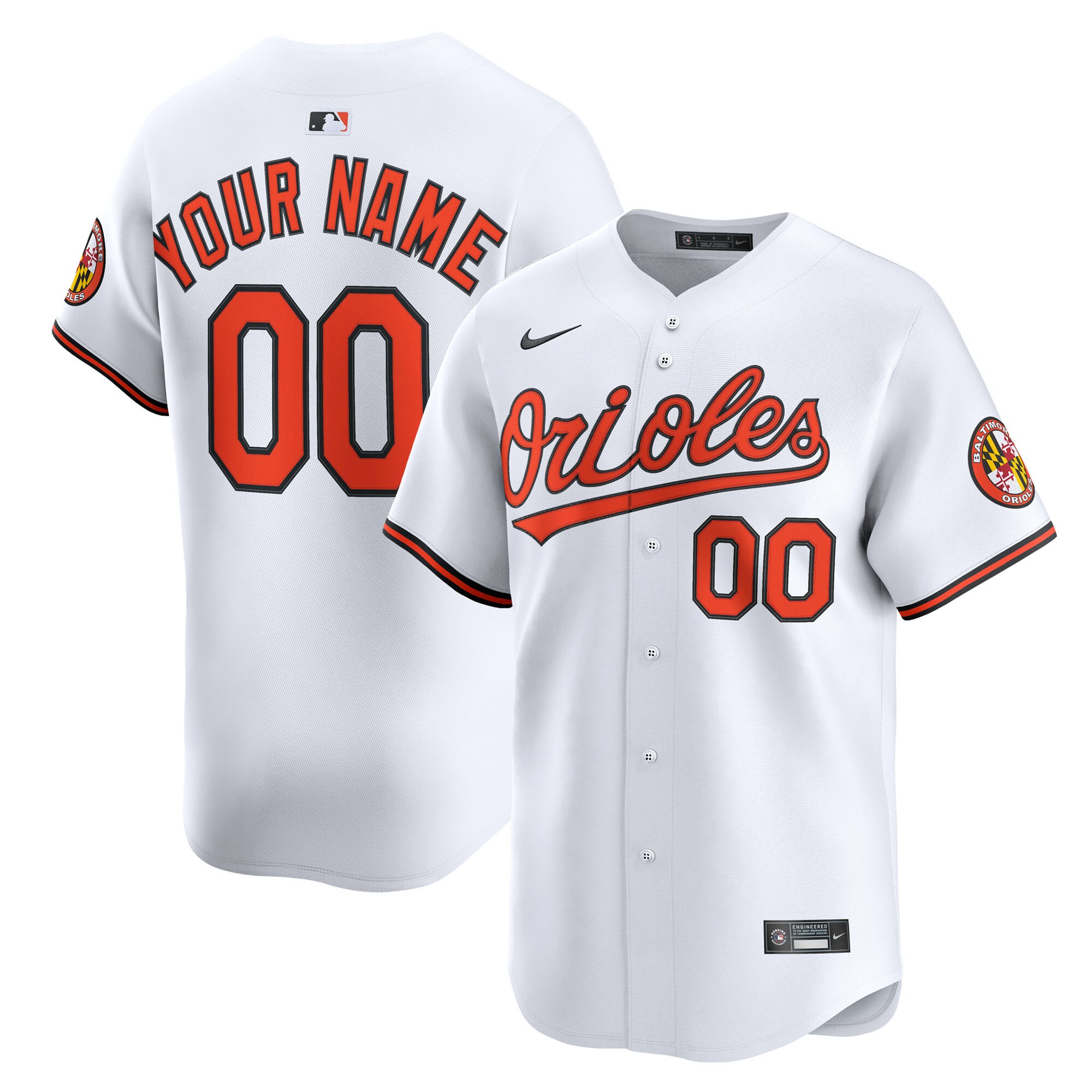 Men's Baltimore Orioles White Home Limited Custom Jersey
