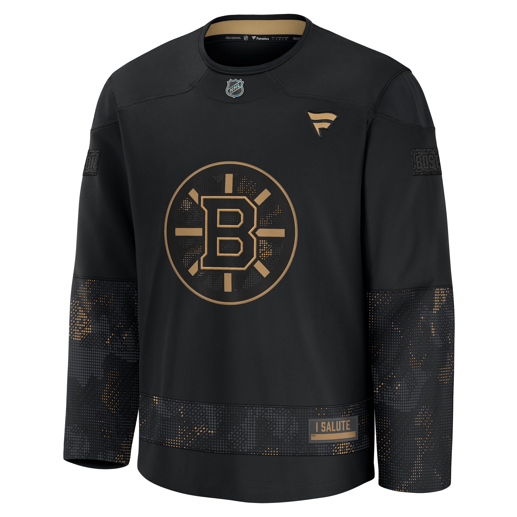 Alternative view of Men's Boston Bruins Black 2024 Military Appreciation Practice Hockey Jersey - JS813 