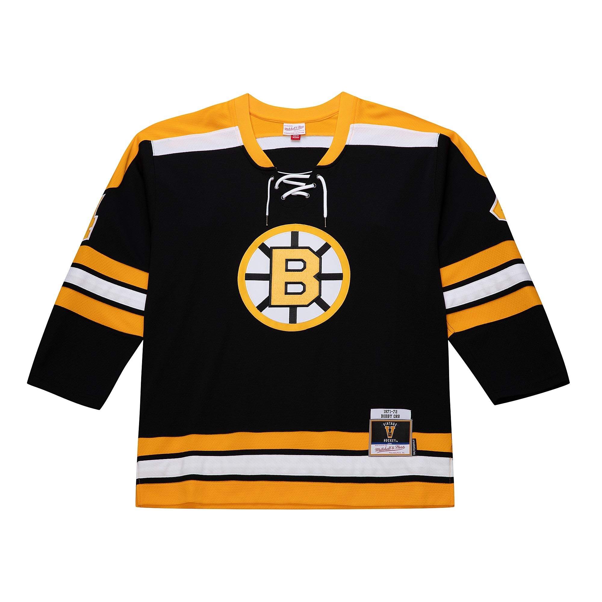 Alternative view of Men's Boston Bruins Bobby Orr Mitchell & Ness Black Big & Tall 1971/72 Blue Line 2.0 Hockey Jersey - JS177 