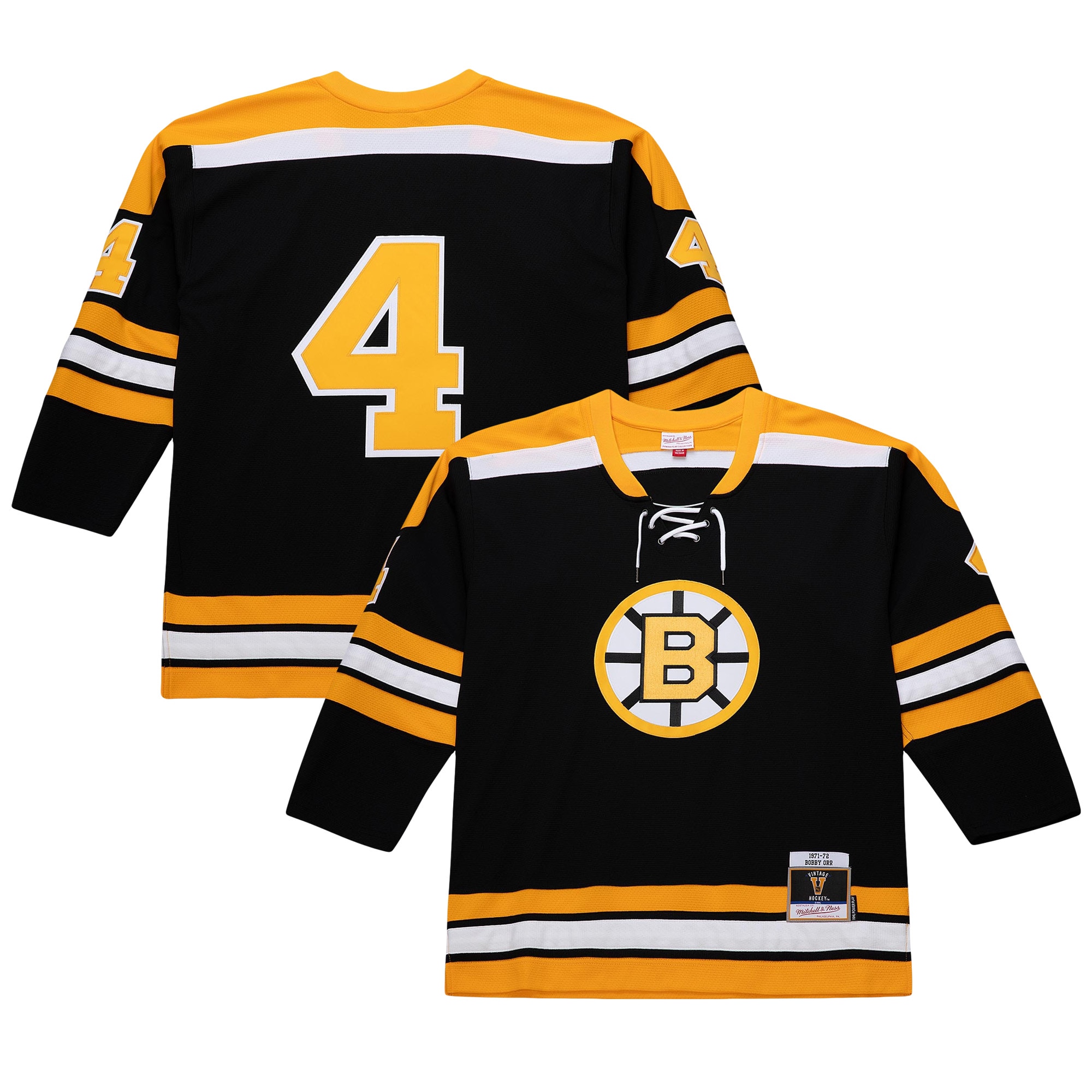 Men's Boston Bruins Bobby Orr Mitchell & Ness Black Big & Tall 1971/72 Blue Line 2.0 Hockey Jersey - JS177 