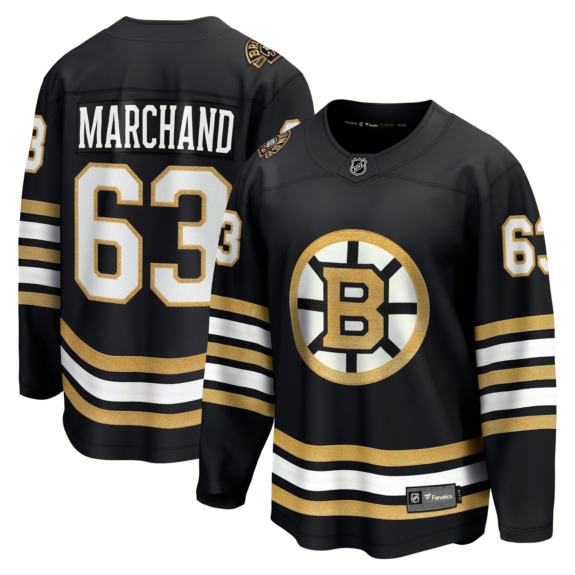 Men's Boston Bruins Brad Marchand Black 100th Anniversary Premier Breakaway Player Hockey Jersey - JS257 