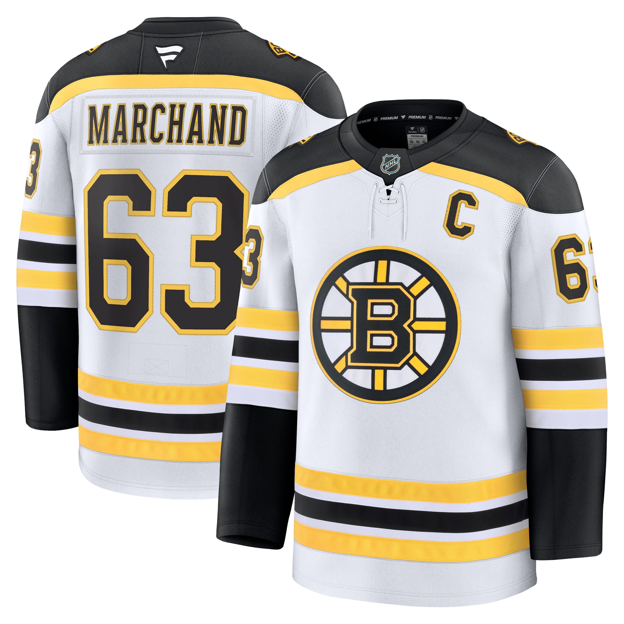 Men's Boston Bruins Brad Marchand White Away Premium Hockey Jersey - JS645 