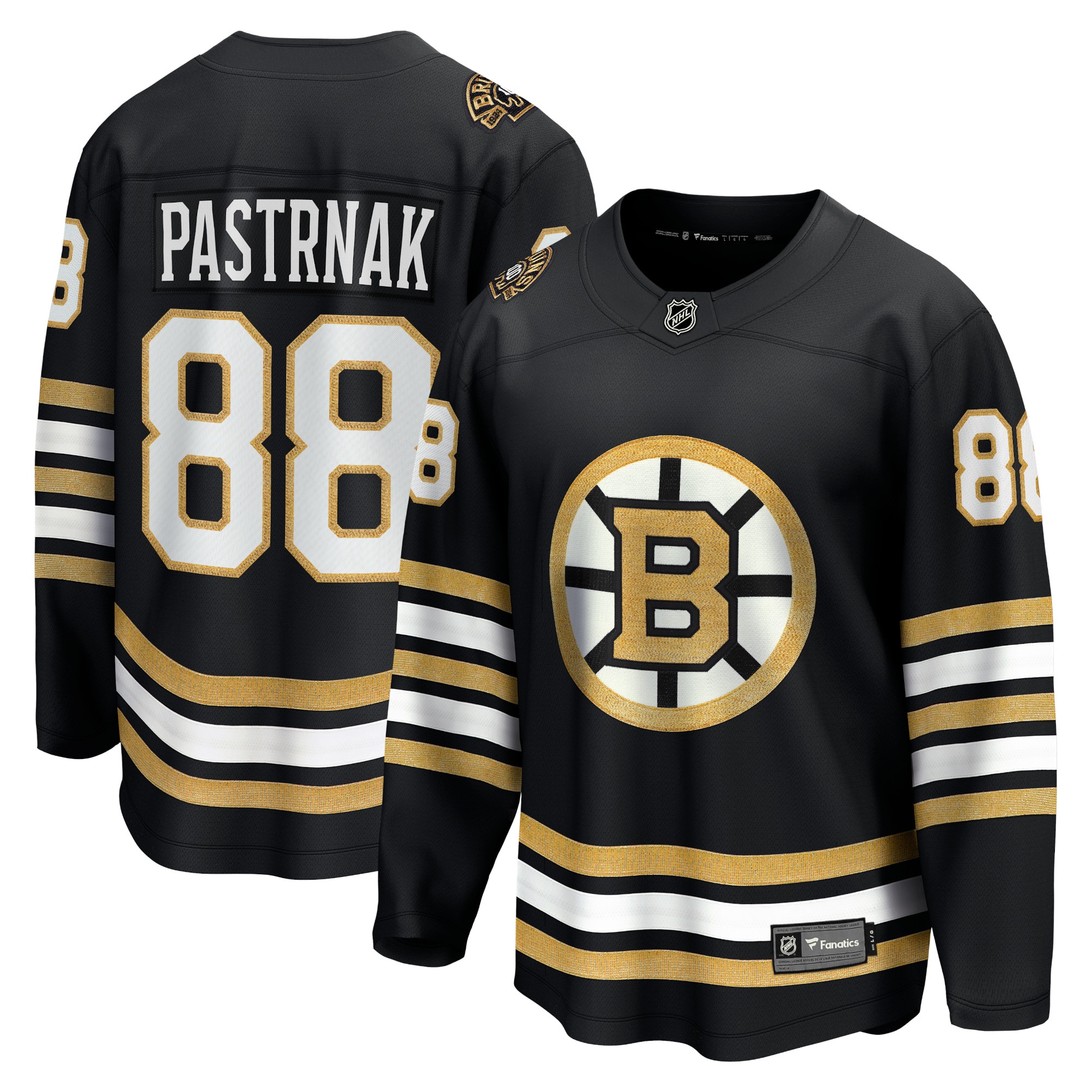 Men's Boston Bruins David Pastrnak Black 100th Anniversary Premier Breakaway Player Hockey Jersey - JS936 