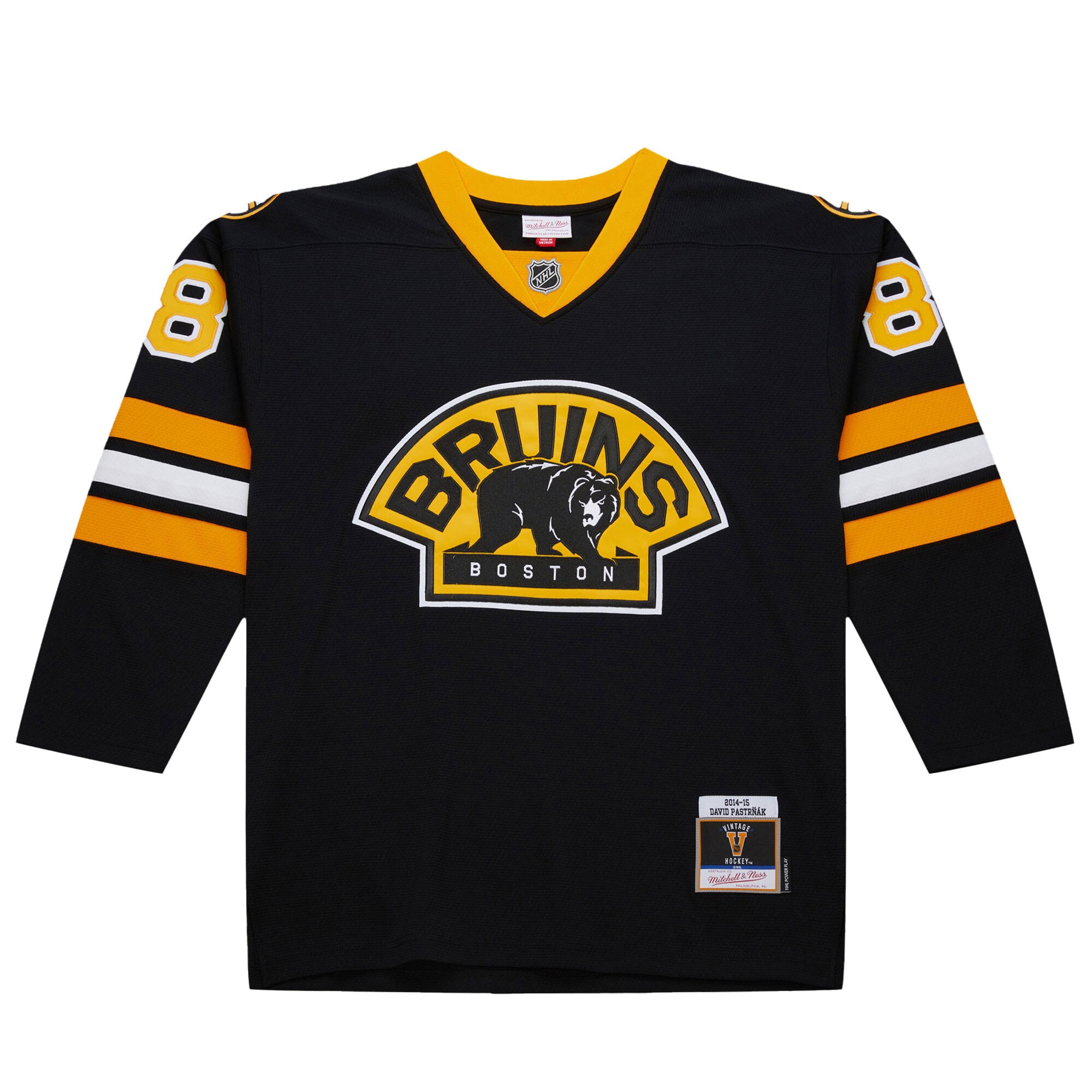 Alternative view of Men's Boston Bruins David Pastrnak Black 2014-15 Power Play Hockey Jersey - JS698 