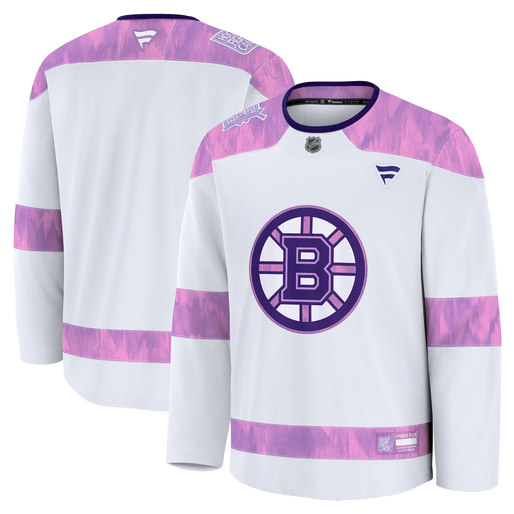 Men's Boston Bruins White 2024 Hockey Fights Cancer Practice Hockey Jersey - JS685 