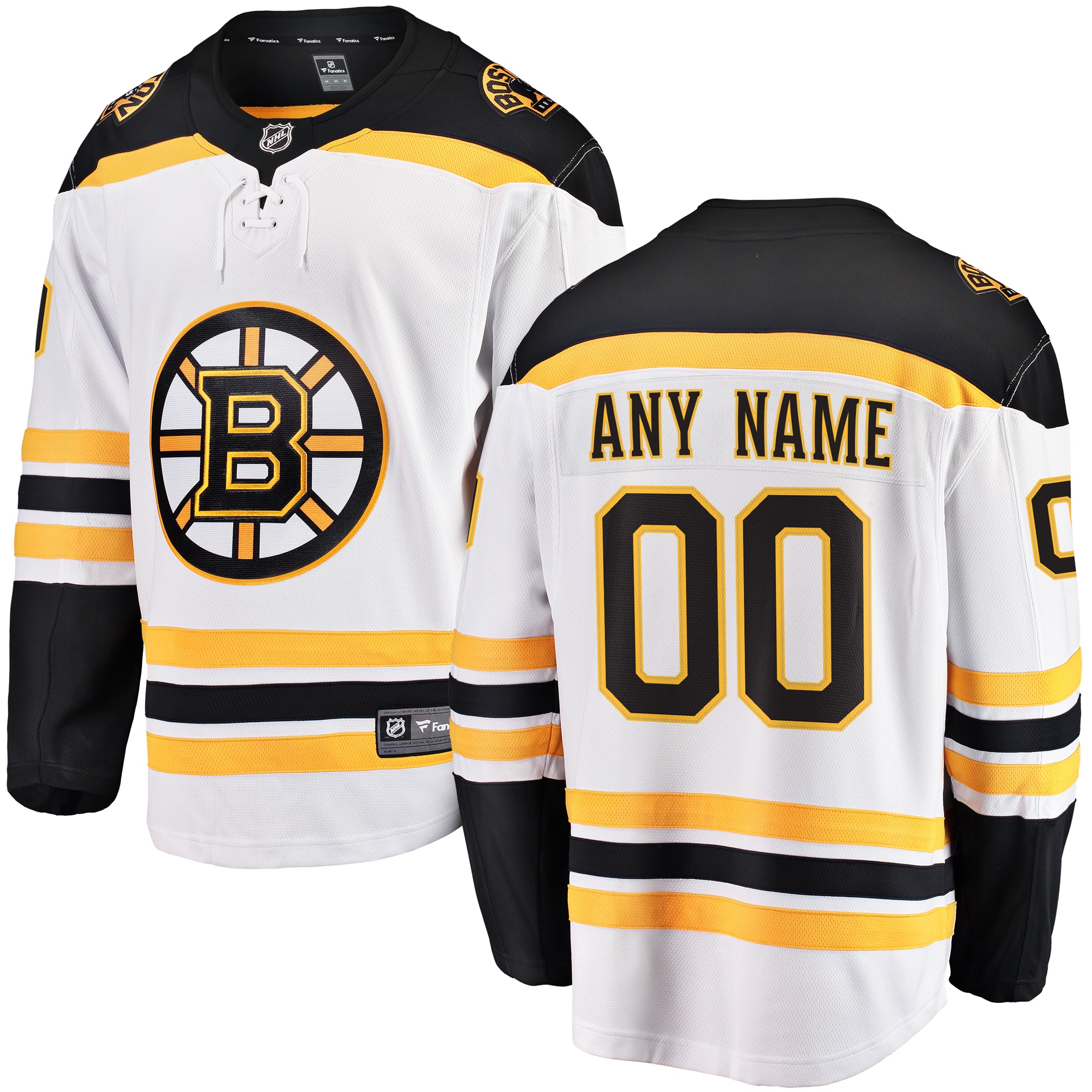 Men's Boston Bruins White Away Breakaway Custom Hockey Jersey - JS583 