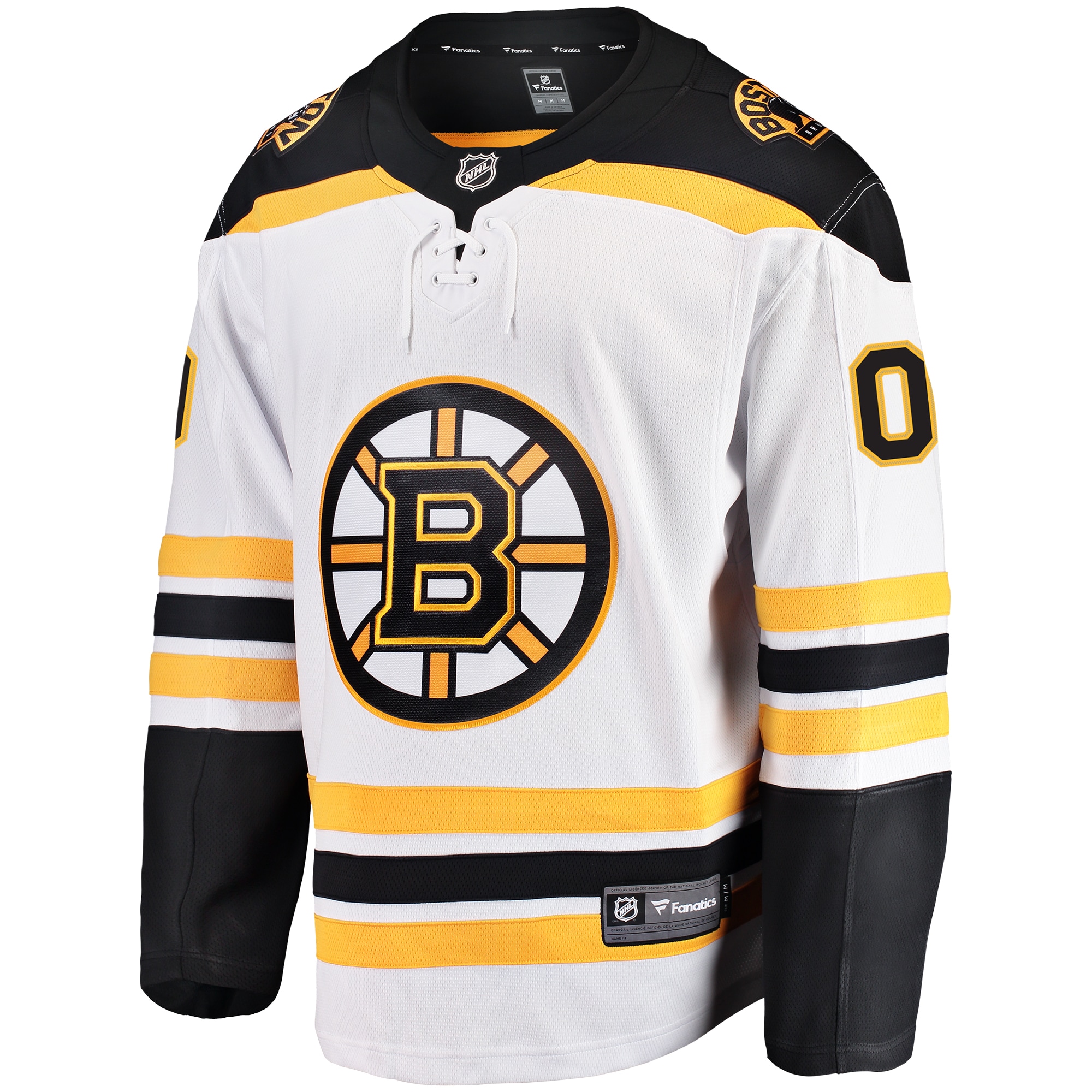 Alternative view of Men's Boston Bruins White Away Breakaway Custom Hockey Jersey - JS732 