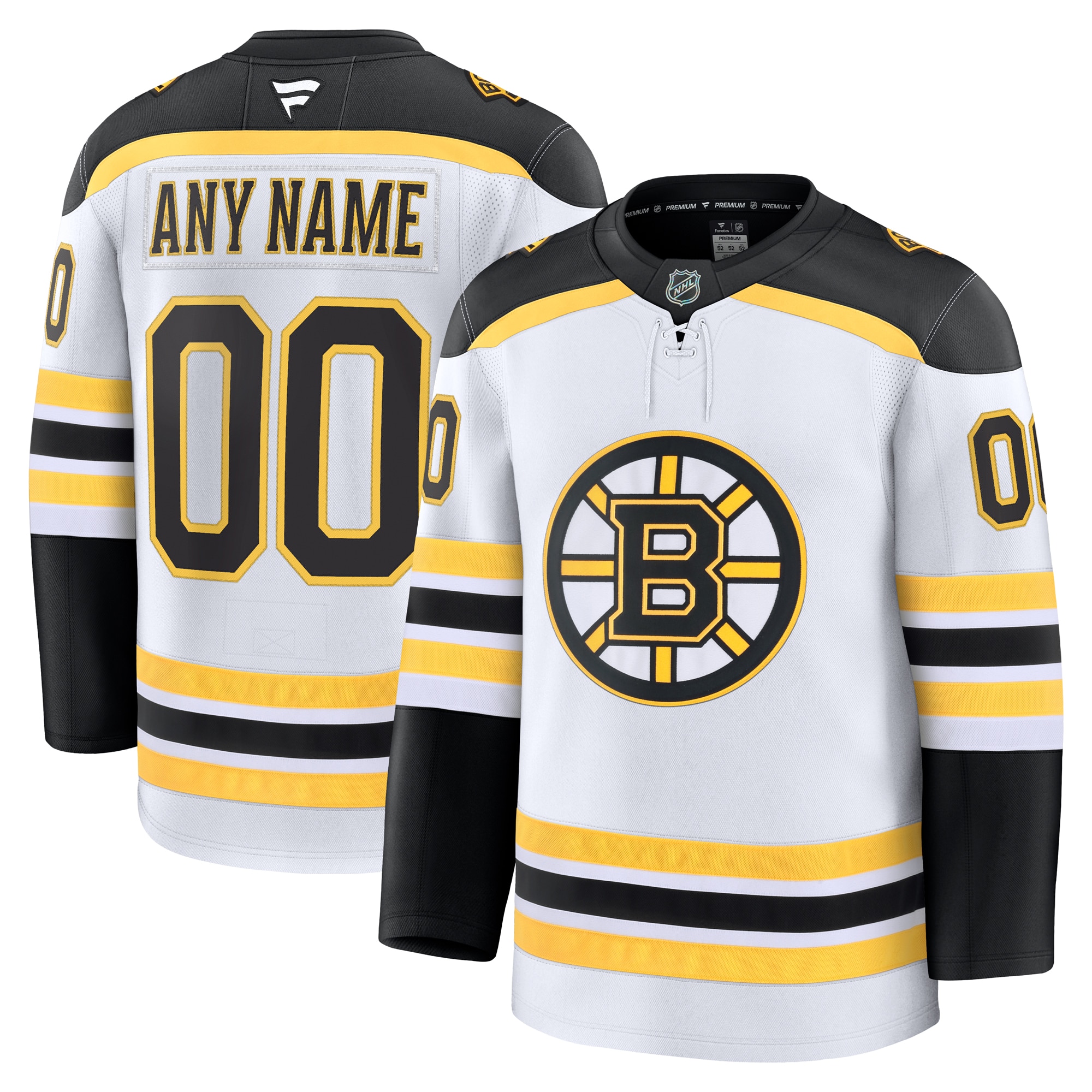 Men's Boston Bruins White Away Premium Custom Hockey Jersey - JS801 