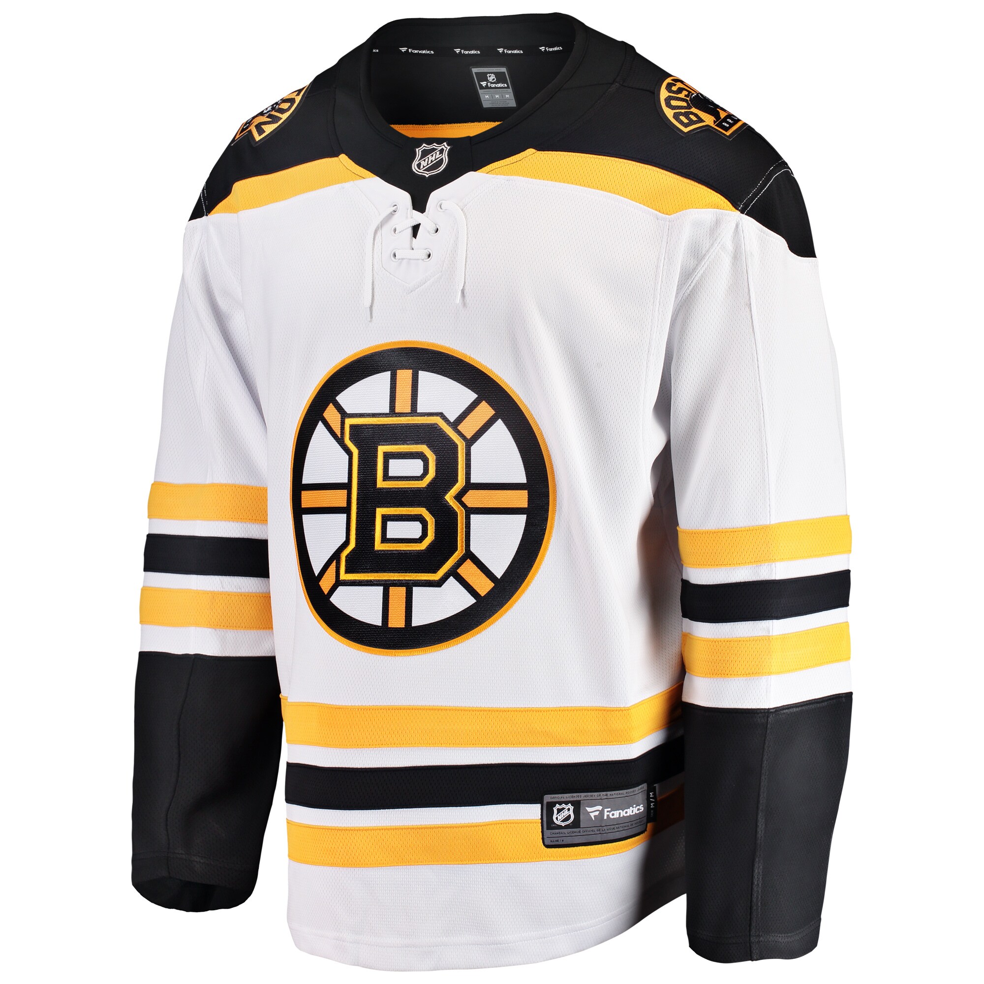 Alternative view of Men's Boston Bruins White Breakaway Away Hockey Jersey - JS765 