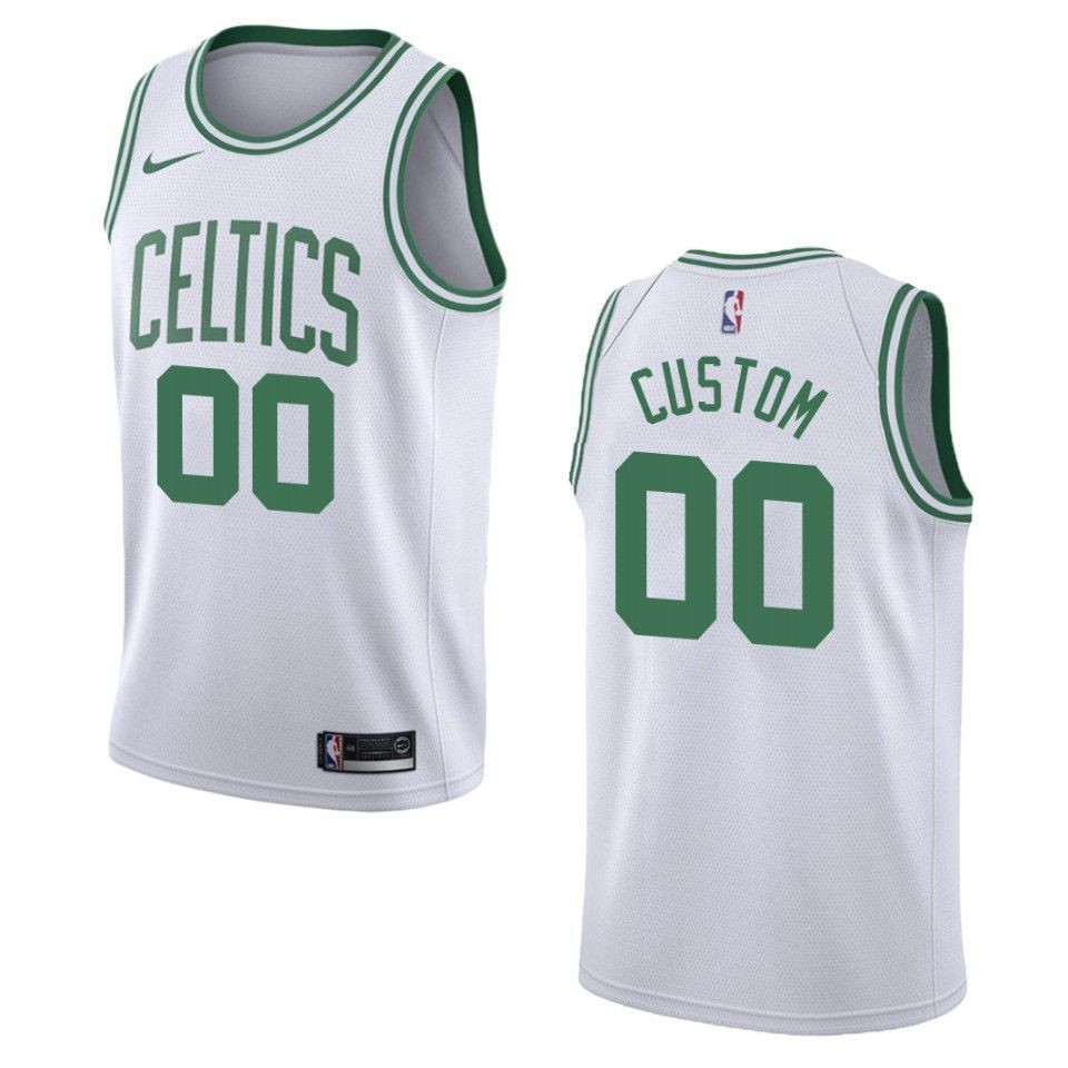 Men's Boston Celtics 00 Custom Association Swingman Basketball Jersey - White - JS896