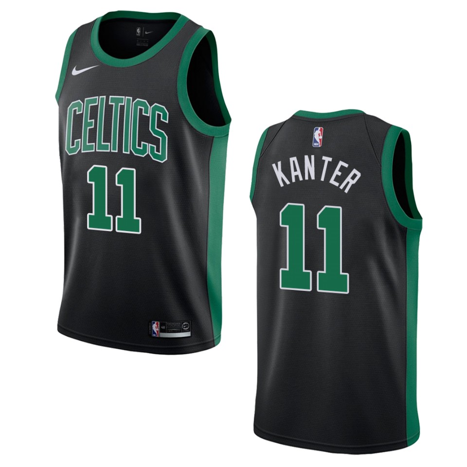 Men's Boston Celtics #11 Enes Kanter Statement Swingman Basketball Jersey - Black