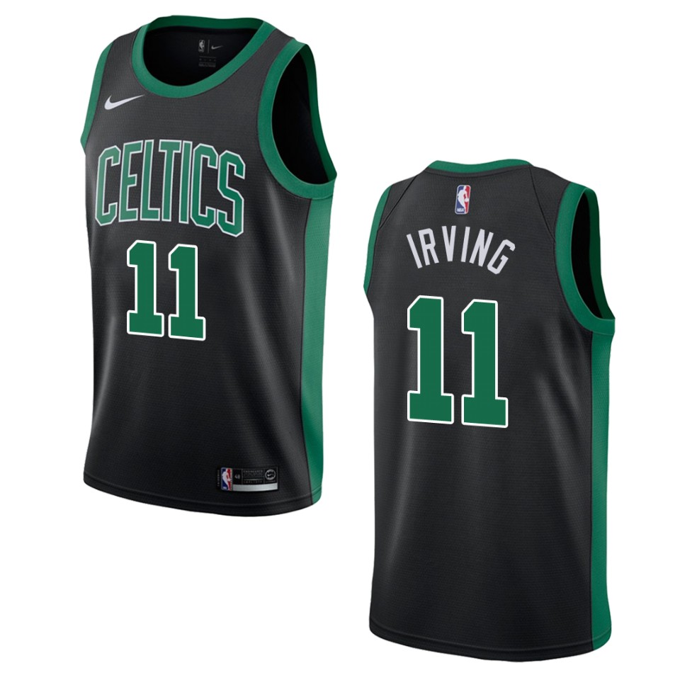 Men's Boston Celtics #11 Kyrie Irving Statement Swingman Basketball Jersey - Black