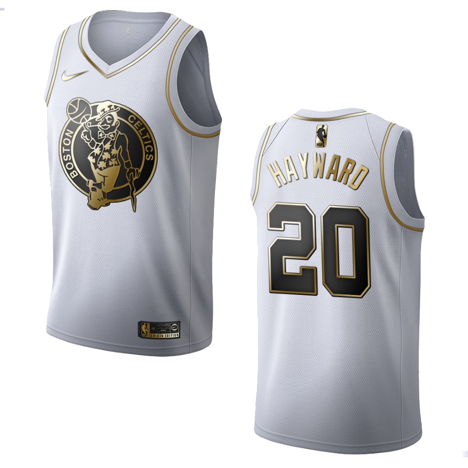 Men’s Boston Celtics #20 Gordon Hayward Golden Edition Basketball Jersey – White