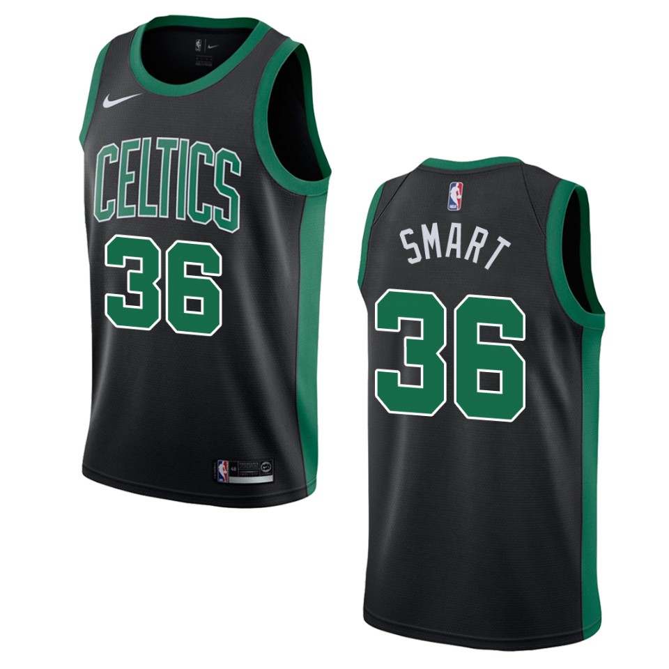 Men's Boston Celtics #36 Marcus Smart Statement Swingman Basketball Jersey - Black