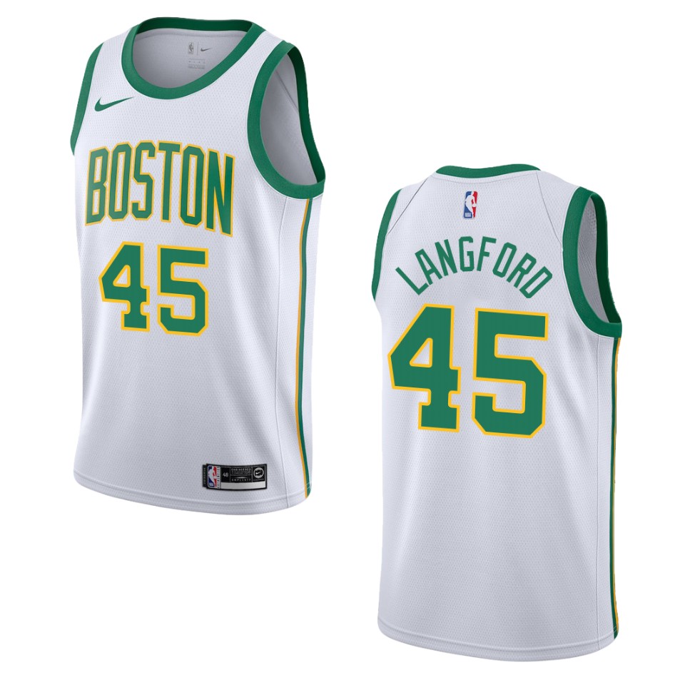 Men's Boston Celtics #45 Romeo Langford City Swingman Basketball Jersey - White