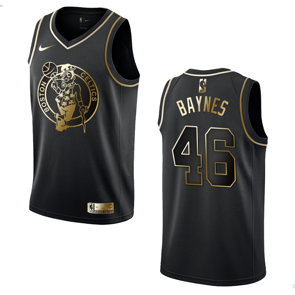 Men's Boston Celtics #46 Aron Baynes Golden Edition Basketball Jersey - Black