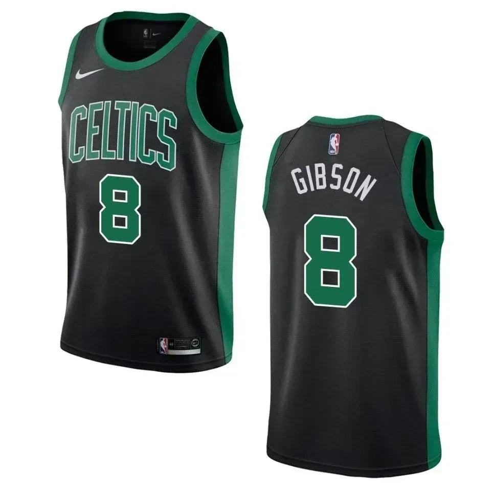 Men's Boston Celtics 8 Jonathan Gibson Statement Swingman Basketball Jersey - Black - JS311