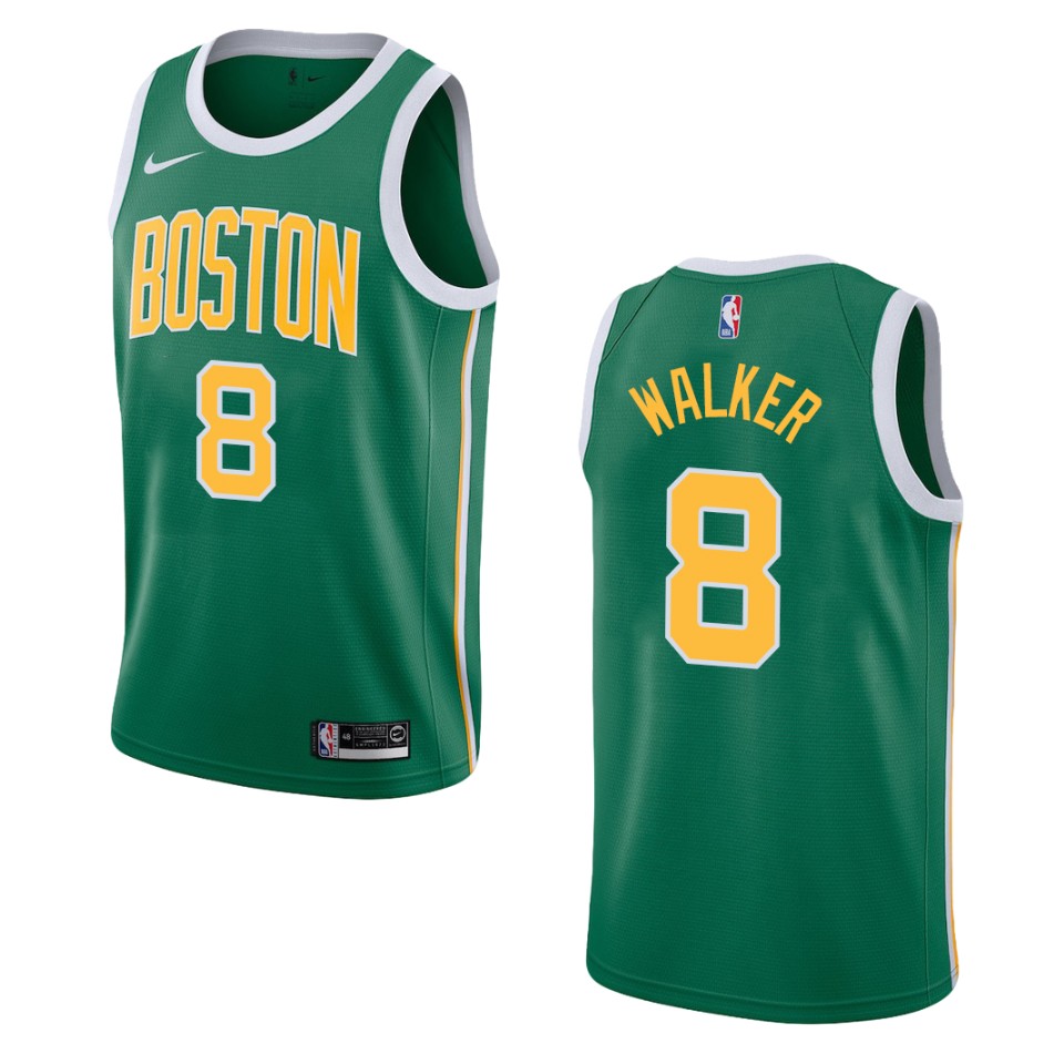 Men's Boston Celtics #8 Kemba Walker Earned Swingman Basketball Jersey - Green