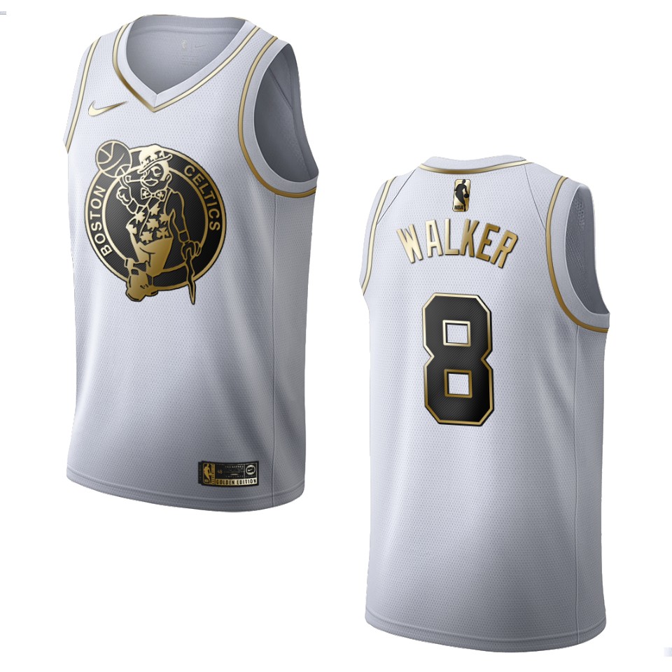 Men’s Boston Celtics #8 Kemba Walker Golden Edition Basketball Jersey – White