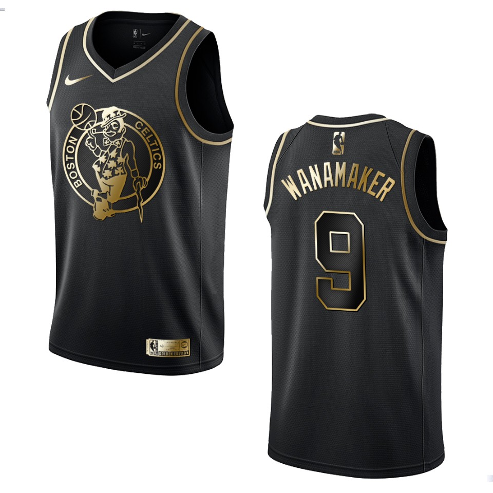 Men’s Boston Celtics #9 Bradley Wanamaker Golden Edition Basketball Jersey – Black