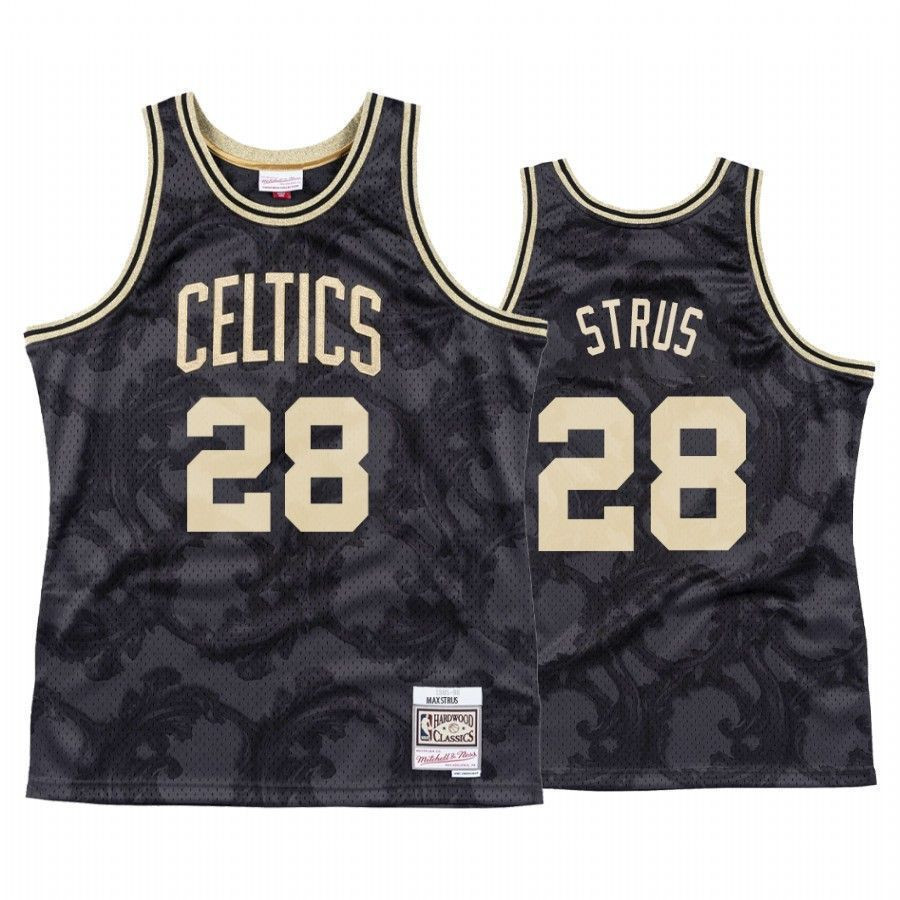 Men's Boston Celtics Max Strus Black Toile Black Basketball Jersey - JS309