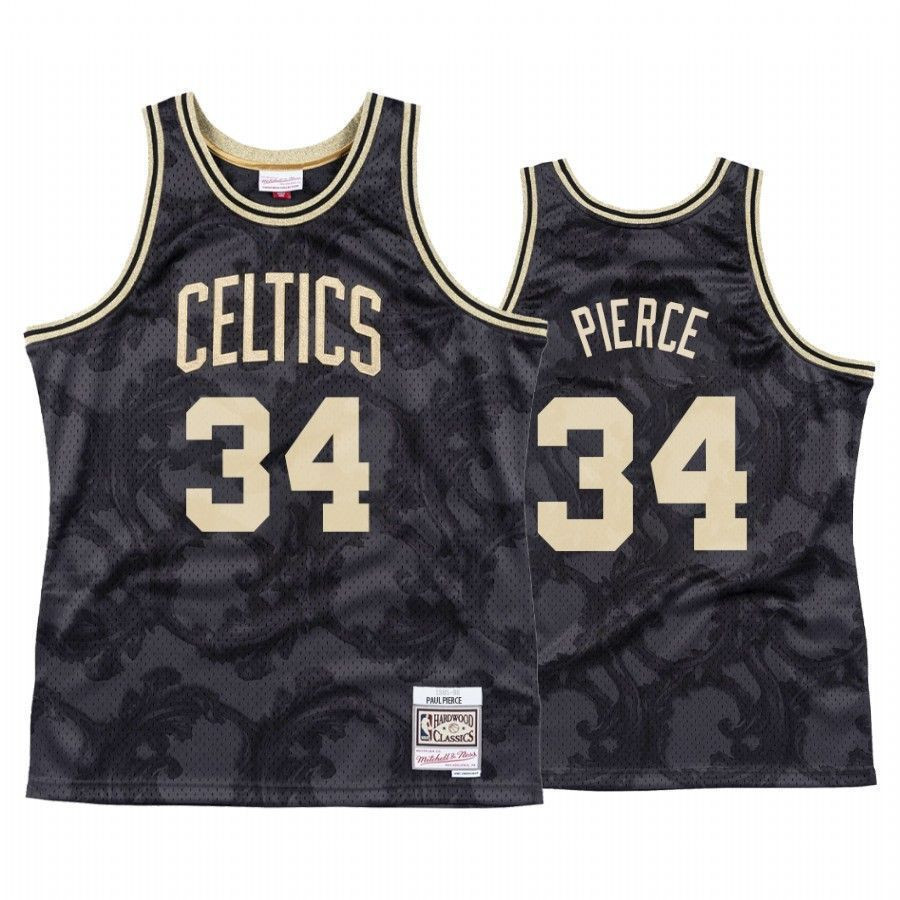 Men's Boston Celtics Paul Pierce Black Toile Black Basketball Jersey - JS555